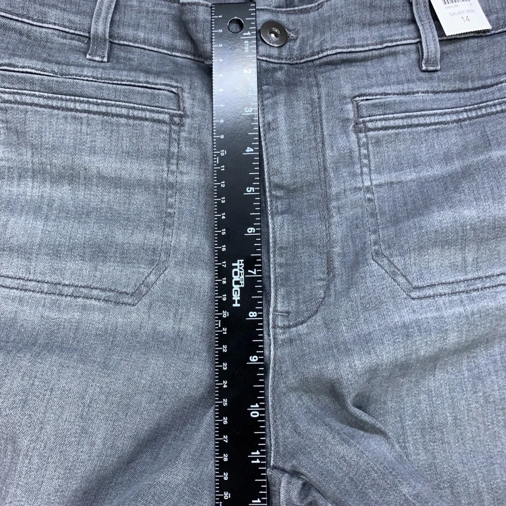 J. Jill Flare Jeans Women 14 Grey Galaxy Wash High Rise Stretch Patch Pocket NWT